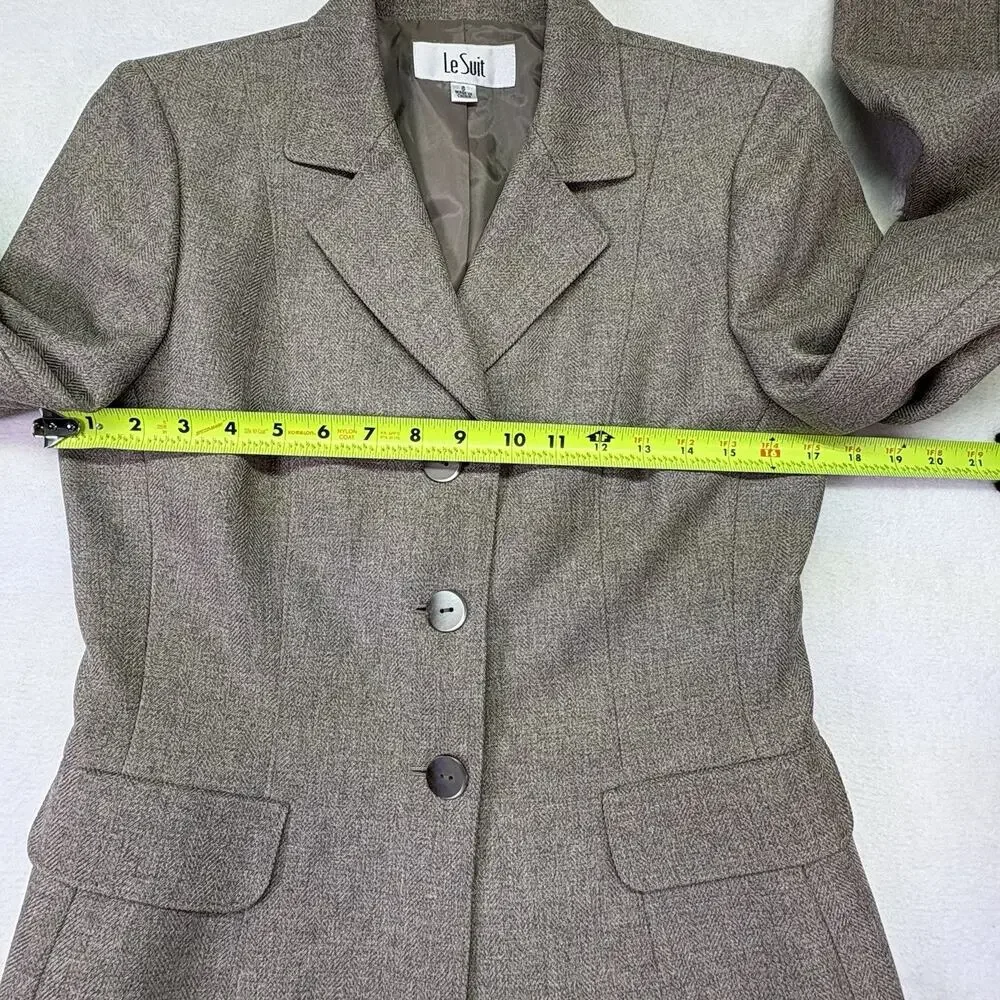 Le Suit Skirt Suit - Blazer Jacket & Skirt Brown Tweed NWT Size 6